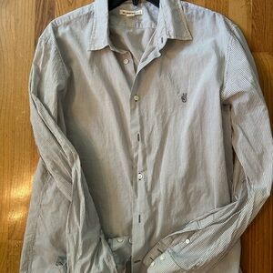 John Varvatos White and Gray Casual Button Down Shirt 22” pit to pit